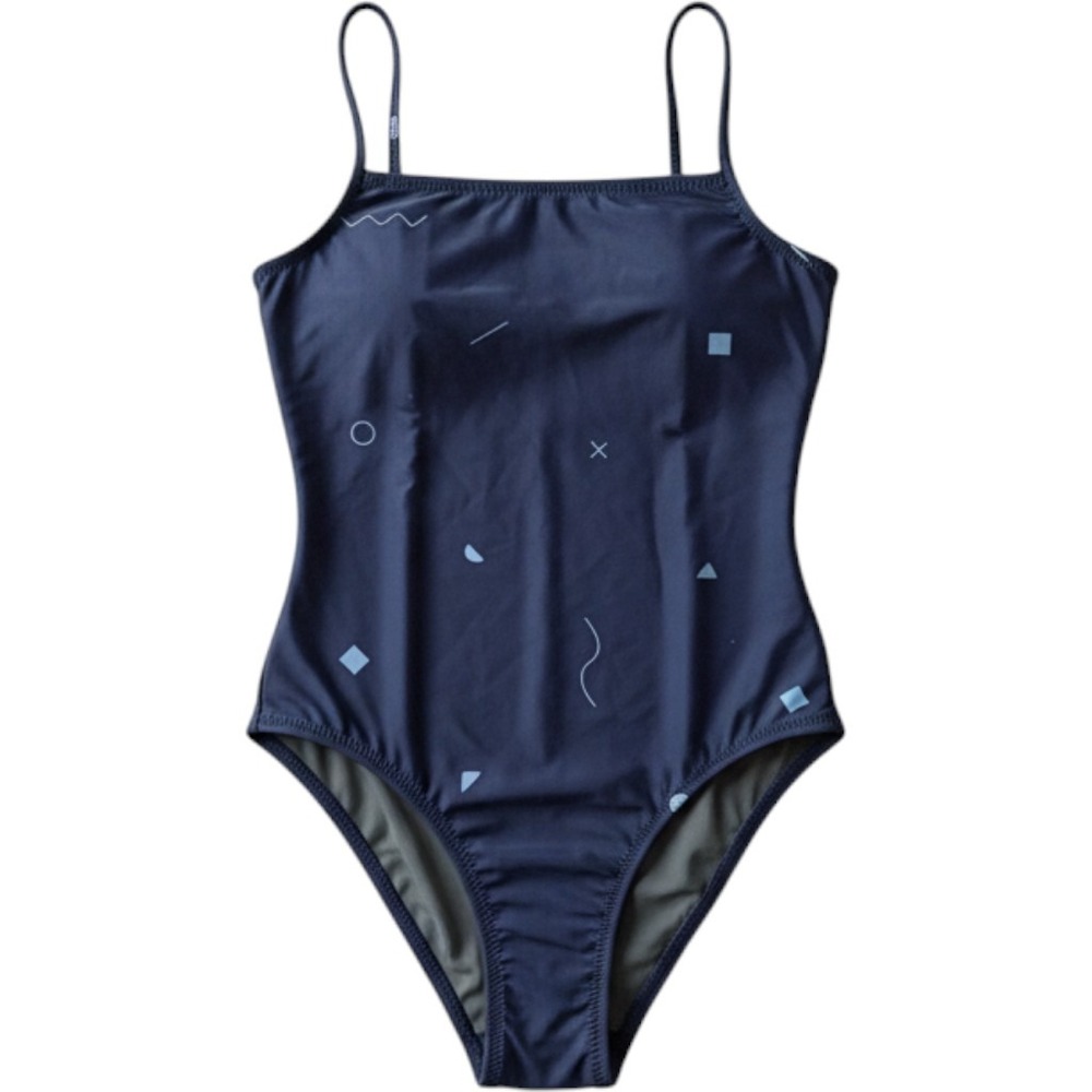 Mollusk Surf Shop Navy Geometric Print One Piece Swimsuit XS Made in California